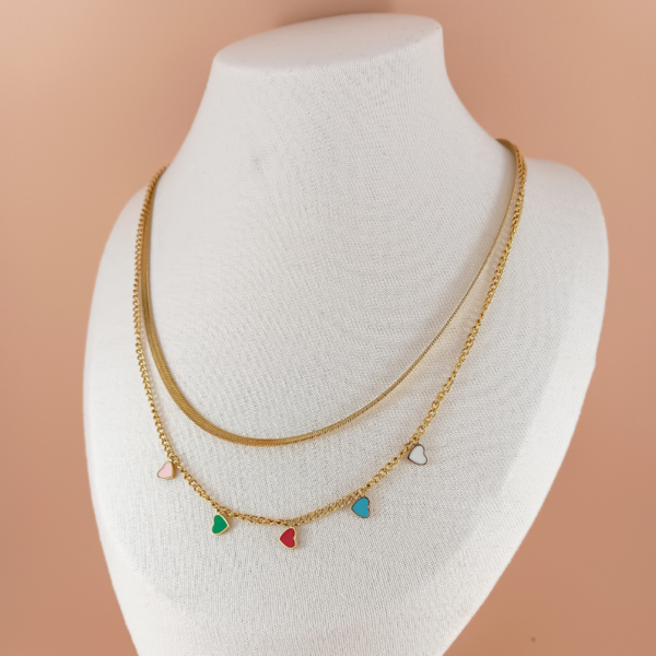 Collar con 2 cadenas de acero inoxidable